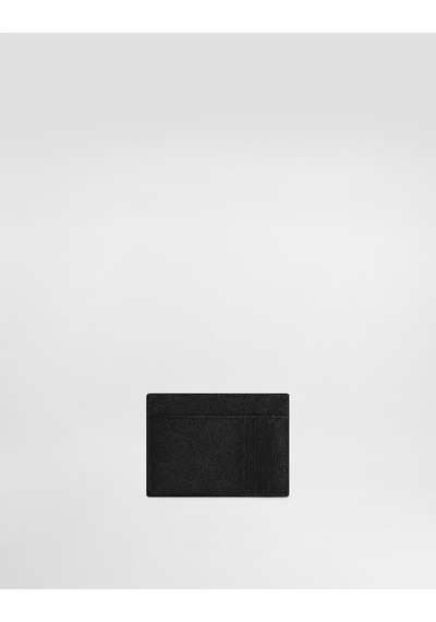 Dolce & Gabbana Dauphine-print Calfskin Card Holder Siyah