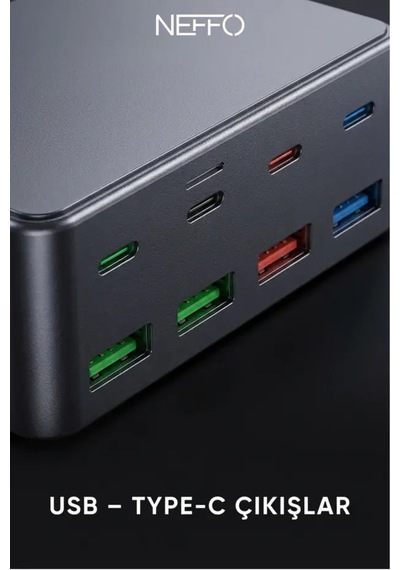 Gan3 Akıllı Çoklu Şarj İstasyonu 10 Port Usb-c + Usb-a Hızlı Şarj Adaptörü Şarj Aleti