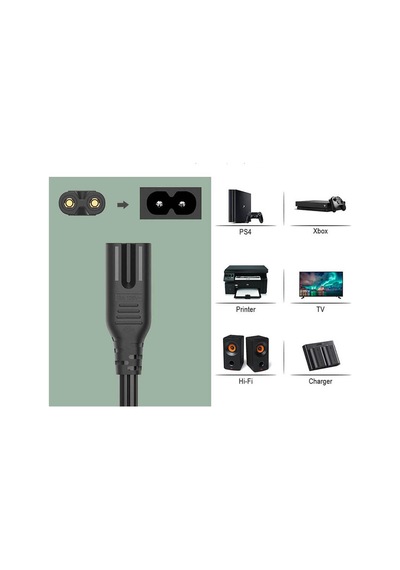 Teyp Fiş - Notebook Adaptör Power Kablosu 2 Pin - 1.5 Metre