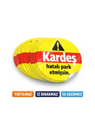 Hatalı Park Etiketi 8 X 8 50 Adet Diğer