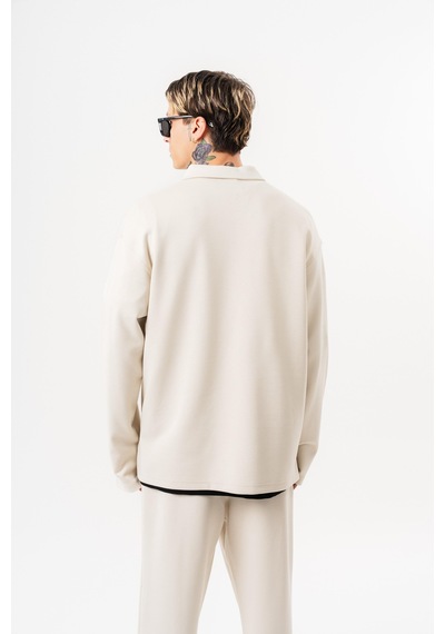 Respire Erkek Yarım Fermuarlı Modal Sweatshirt Ekru