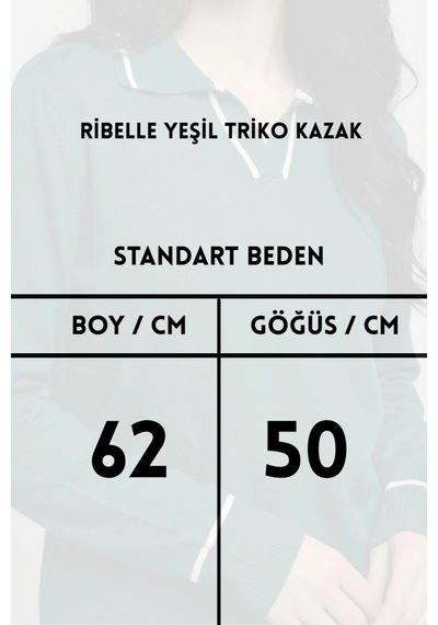 Rovebella Marina V Yaka Çizgi Detaylı Yeşil Triko
