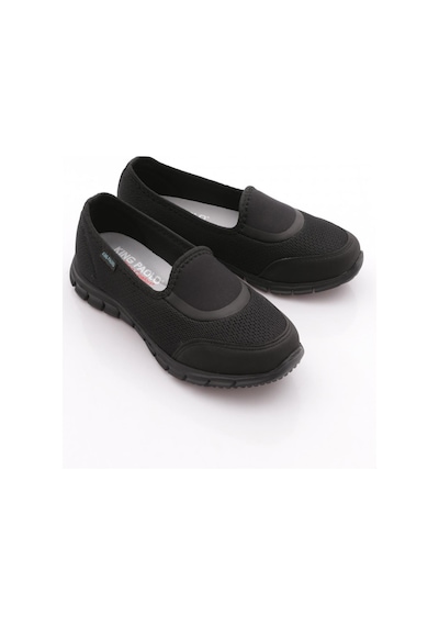 King Paolo B5044 Kadın Krakers Keten Comfort Babet Siyah