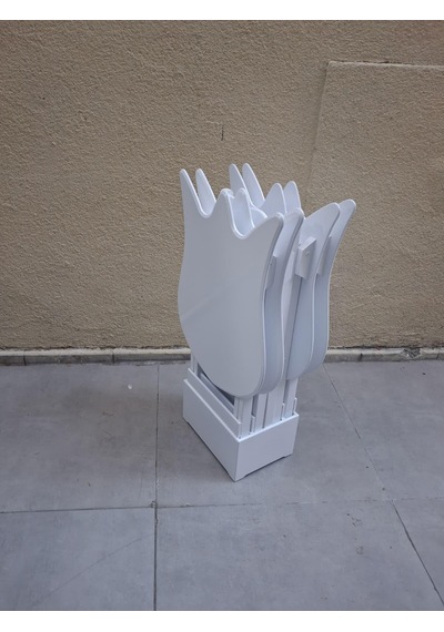 Zigon Çanta 90539 Lale Model Dörtlü Takım Ahşap Mdf Beyaz Renk El Yapım Beyaz