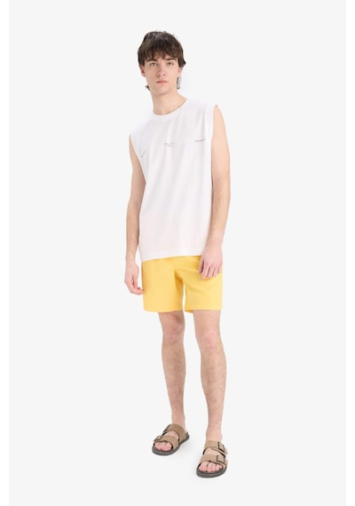 DeFacto Regular Fit Kısa Boy Cepli File Astarlı Beli Bağcıklı Düz Hafif Kumaş Deniz Şortu E5133AXNSYL190
