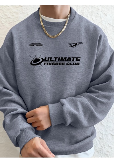 Startmore Tarzsokak Ultimate Frisbee Club Prints Erkek Sonbahar Modası Kapüşonlu Üst Bol Basit Tişörtler Sokak Po Gri