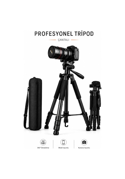 Profesyonel Kamera Ve Telefon Tripodu 175 Cm Ayarlanabilir Çantalı