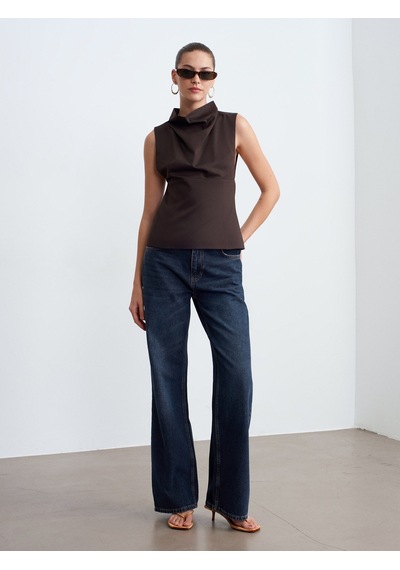 Dilvin 50539 Drapeli Bluz-kahve