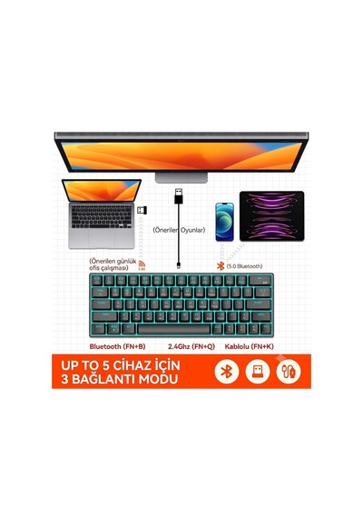 V800 68 Tuşlu Rgb Mekanik Gaming Klavye Kablolu Oyuncu Klavyesi, Mavi Switch , Ultra Kompakt E-spor Oyuncu Klavyesi