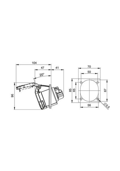 Mete Enerji 4x16a. Ip44 Makine Prizi -eğik- 406505