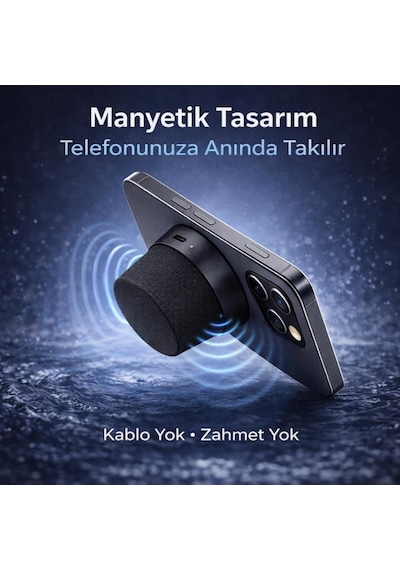 Coofbe Manyetik Magsafe İle Uyumlu Taşınabilir Şarjlı Bluetooth Hoparlör Vers.5.3 Mıknatıslı Kablosuz Speaker Ses Bombası