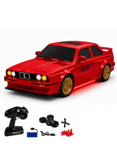 Uzaktan Kumandalı Bmw E30 Drift Arabası Retro Efsane Kasa 30 Km/h Sürat Yapabilen 4x4 Şarjlı Hız Ayarlı Led Işıklı 7 Farklı Renk 2 Farklı Mod Kırmızı