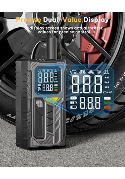 4000mah Hava Kompresörü Powerbank Özellikli Auhma Model Kompresör Araba Bisiklet Top Lastik Şişirme Pompası