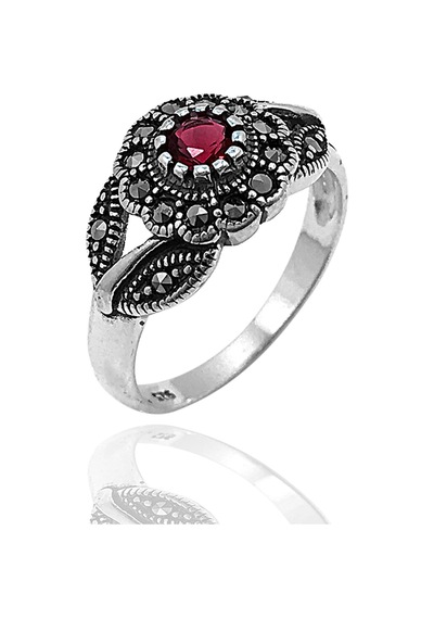 Midyat Nurtaş Gümüş Pembe Zirkon Taşlı Çiçek Model Markazit Gümüş Takı Seti 201022243