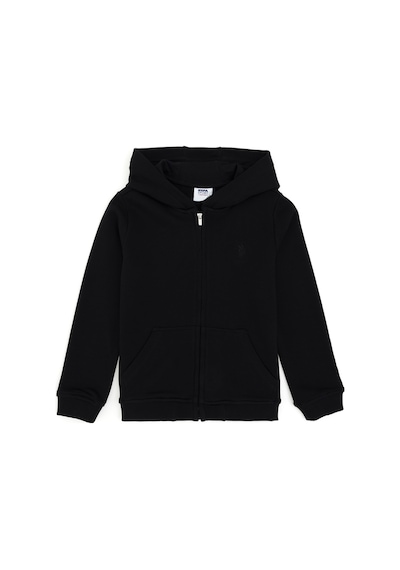 U.S. Polo Assn. Erkek Çocuk Siyah Basic Fermuarlı Sweatshirt 50289144-VR046