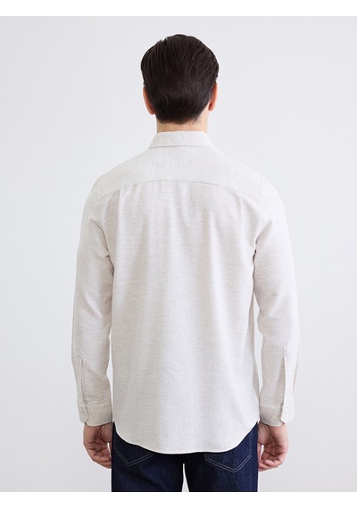 Lcwaıkıkı Classic Bej Regular Fit Armürlü Erkek Gömlek