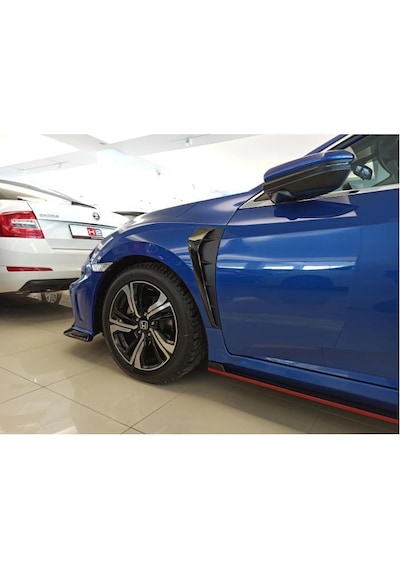 Honda Civic FC5 İçin Uyumlu-FK7 Yan Çamurluk Izgarası Kalın Model Piano Black
