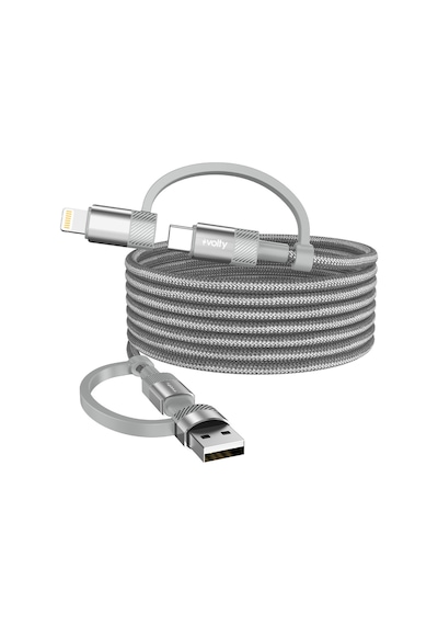 Hızlı Şarj Kablosu 4 İn 1 Usb-a/c To Type-c/lightning, 60w, 1.2m, Manyetik Gri-v0201008
