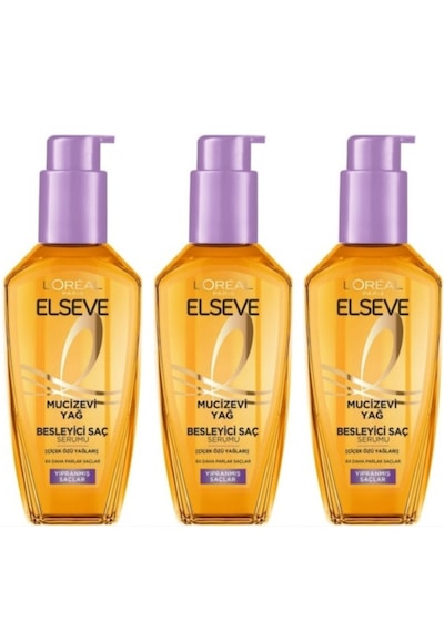 Elseve Mucizevi Yağ Yıpranmış Saçlar İçin Besleyici Saç Serumu 3 X 100 Ml