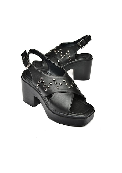 Fox Shoes S996121009 Siyah Kalın Topuklu Kadın Sandalet Siyah