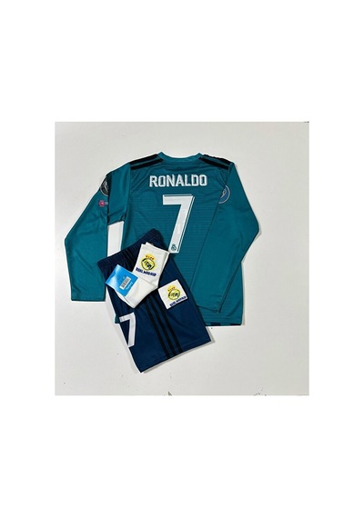 Real Madrid 2018 Cristiano Ronaldo Turkuaz Röveşata Uzun Kol Çocu