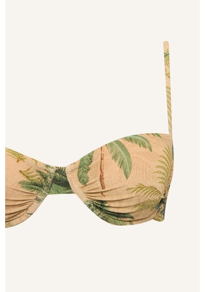 Defacto Regular Fıt Çiçekli Simli Kumaş Bikini Üstü G7029ax26smkh452 Haki-kh452