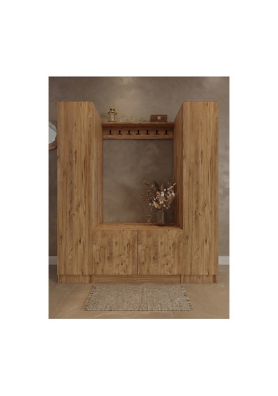 Karnaval Portmanto P9102-6 Çam - 4 Kapaklı Askılık Portmanto - Vestiyer - Ayakkabılık