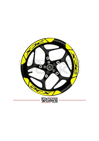 Honda Pcx Jant Şeridi Geniş Sticker Dıştan İçe Kaliteli Yüksek Yapışkanlı Sticker Sarı
