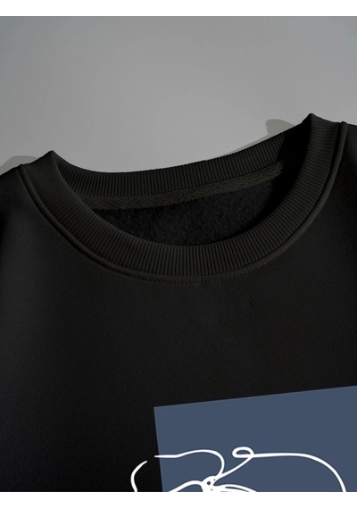 Startmore Kadın Beauty Baskılı Oversize Bisiklet Yaka Sweatshirt Siyah Siyah