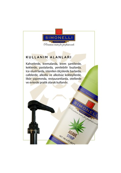 Simonelli Kahve Ve Kokteyl Şurubu Agave Aromalı 700 ML + Pompa