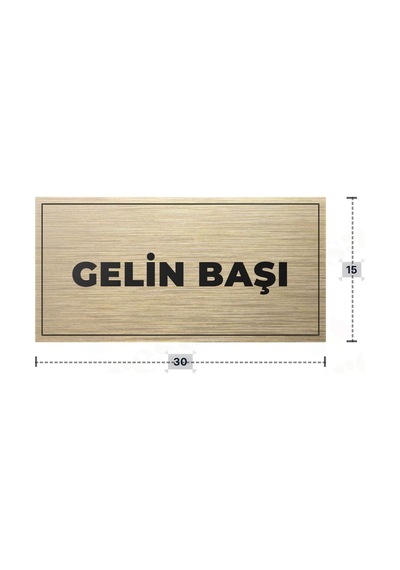 Gelın Başı Yazılı - Metal - Gold Renk - Kapı İsimliği - 30x15 Cm