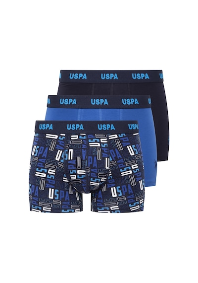 U.S. Polo Assn. Erkek Lacivert-Saks-Baskılı 3 Lü Boxer-Lacivert-Saks-Baskılı