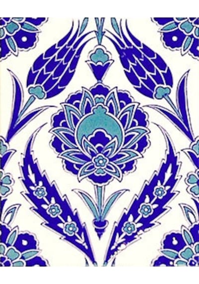 Armada Çini 20X25 CM Ac 308 Mavi Beyaz Lale Desen Kütahya Çini Ka