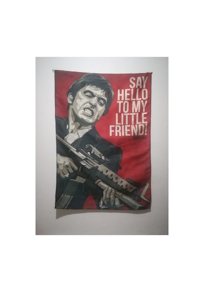 Scarface- Say Hello To My Little Friend Desenli Tasarım Duvar Halısı