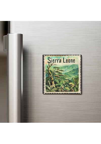 Sierra Leone Sierra Leone - Posta Pulu Temalı Ülke - Baskılı Buzdolap Magneti Kare - 9x9 Cm