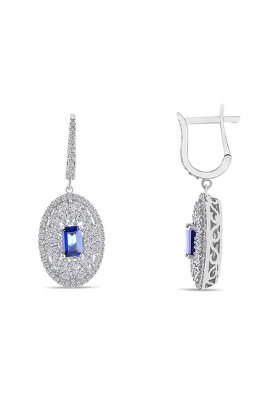 3.25 Karat Laboratuvar Pırlanta Safir Küpe - Hrd Sertifikalı