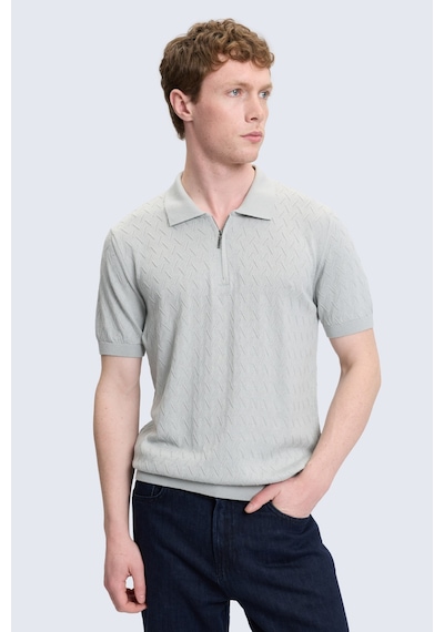 Hatemoğlu Gri Regular Fit Polo Yaka Pamuklu Tişört