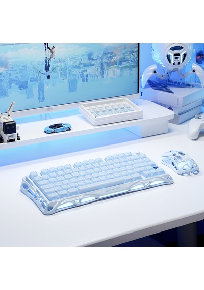 Gravastar Mercury K1 Mekanik Gaming Klavye Ve M1 Pro Kablosuz Optik Mouse Seti, Ice Blue Optik