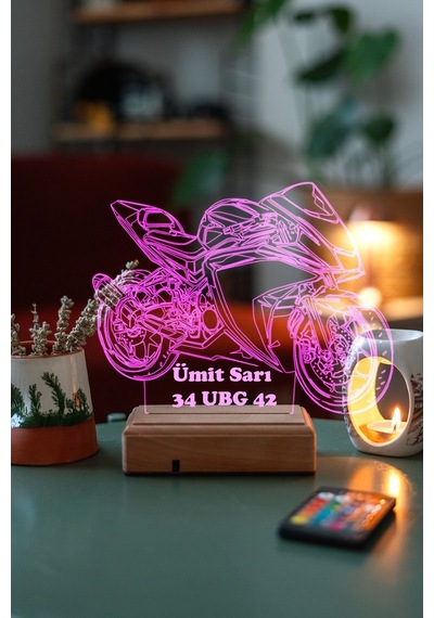 Yamaha R25 Motor 16 Renk Kumandalı 3d Gece Lambası