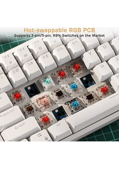 K-620 Ayrılabilir Type-c Kablolu Red Switch Hot Swap Mekanik Klavye