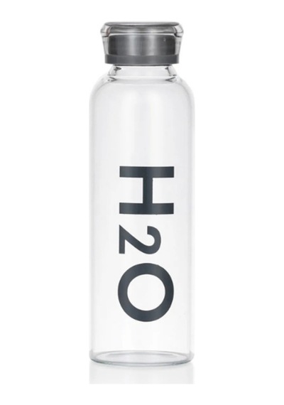 H2o 1 Lt Borosılıkat Cam Matara Isıya Dayanıklı Büyük Boy Matara Gri