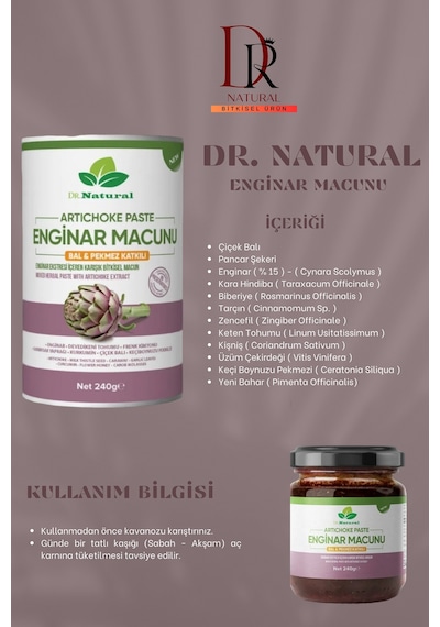 Dr. Natural Enginar Macunu Pekmez ve Bal Katkılı Bitkisel Macun 240 G