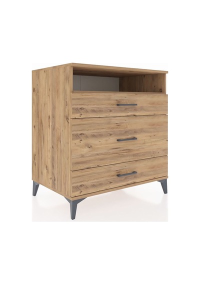 Kronos Şifonyer Tek Raflı 3 Çekmeceli 88x59x96 Çam-çam Atlas Çam