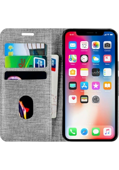 Xiaomi Redmi 9 Kartvizitli Cüzdan Kılıf Gri