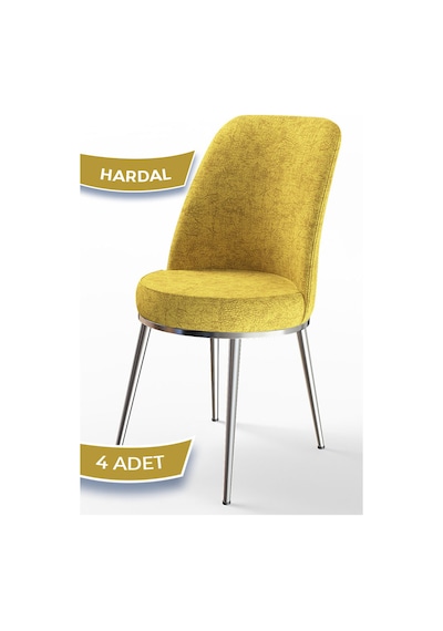 Canisa Concept Dexa Serisi Hardal Renk 4 Adet Sandalye, Renk Hardal, Ayaklar Krom Sarı