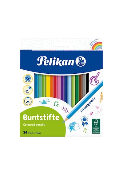 Pelikan Kuru Boya Kalemi 24lü Kutu 124-Pembe