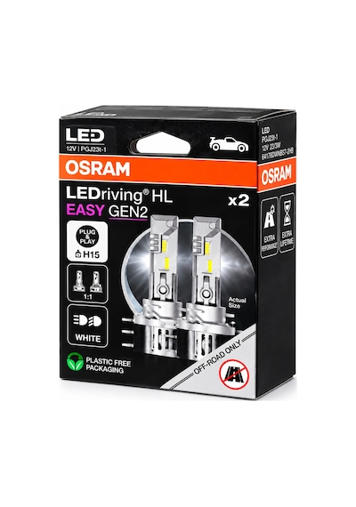 Osram H15 Led Easy Gen2 6000k 2 Li Set Beyaz Işık Plug & Play Premium Far Ampulü