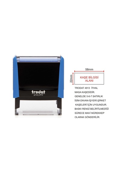 Trodat 4913 - Firma-şirket Kaşesi Mavi N11.11566