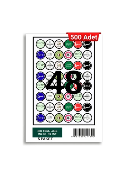 Herboy Hb-1130 30 X 30 Mm A4 Baskılı Laser Etiket 500 Adet