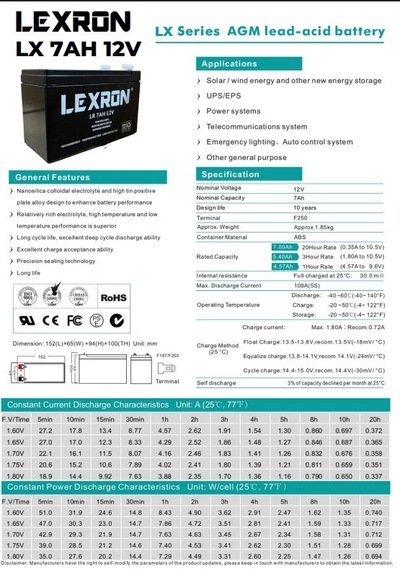Lexron - İnges 12 Volt 7 Amper Agm Akü